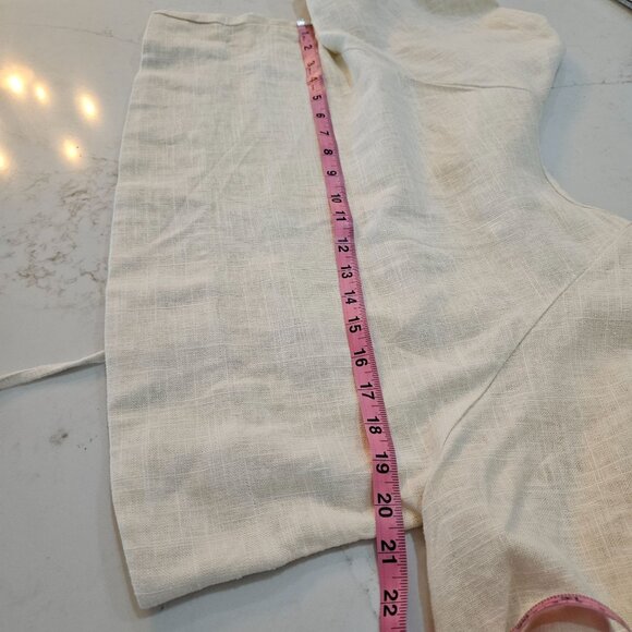 House Of Harlow 1960 Linen Blend Puff Sleeve Top & Shorts Set Size Small Ivory - Picture 10 of 14